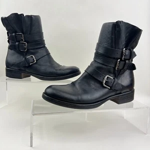 Alberto Fermani Triumvirate Moto Biker Black Leather Ankle Boots 6.5B EU 37 - Picture 1 of 18