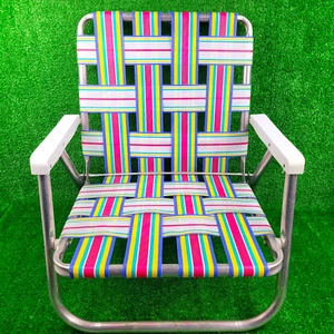 Silla de playa plegable de aluminio vintage con palmeado bajo perfil excelente estado - Imagen 1 de 10