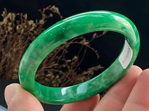 Certified Natural Grade Icy Green Burmese Jade jadeite bracelet bangle 62MM8082 - Picture 1 of 8