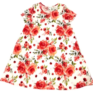 LuLaRoe Womens Dress Size 3XL Jessie White Floral Pink Roses Scuba Pockets 3X - Picture 1 of 6