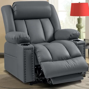 Triple Motor Lay Flat Large Power Lift Chair Recliner with Adjustable Headrest - Picture 1 of 46