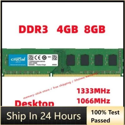 Crucial DDR3 4GB 8GB 1333MHZ 1600MHZ RAM Memory for DESKTOP DIMM PC3 2RX8 RAM - Image 1 of 4