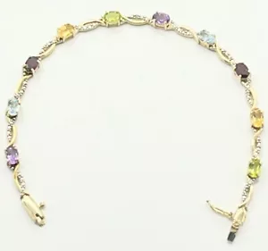 Vintage Disigner FAS Multi Gem 1 Diamond Vermeil 925 Sterling Silver Bracelet - Picture 1 of 10