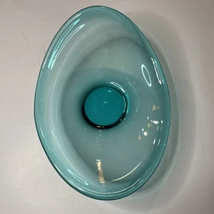 BEAUTIFUL Vintage Teal Murano Style Handblown Art Glass Accent Bowl - Picture 1 of 6