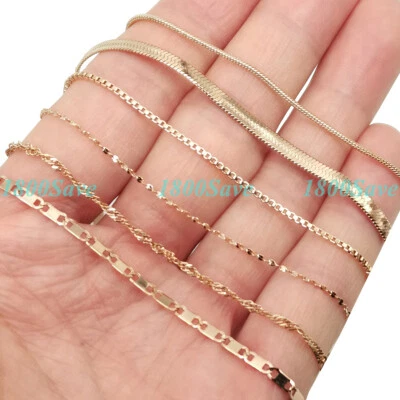 Collar de cadena de oro rosa de 18 quilates relleno de deslustre onda/serpiente/caja/estrella/ancla Foto 1 de 4