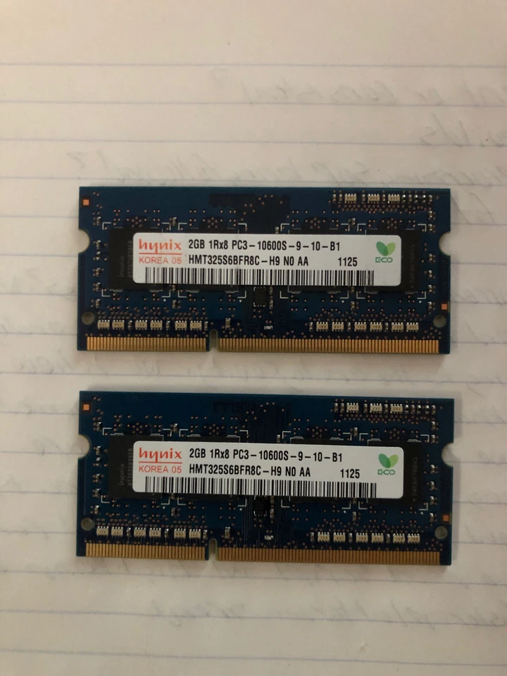 Hynix 4GB Kit (2GB x 2) PC3-10600S SODIMM 1333MHz RAM PC & Apple Mac - Image 1 of 2