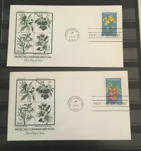 Collection First Day Covers Set Four Endangered Flora Set 4 Matching Cachet N-96 - Picture 1 of 11
