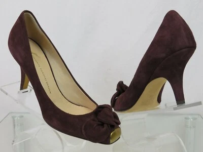  GIUSEPPE ZANOTTI VICINI CAROL 70 BORGOÑA GAMUZA ARCO ZAPATOS DE SALÓN CLÁSICOS 38 ITALIA Foto 1 de 4