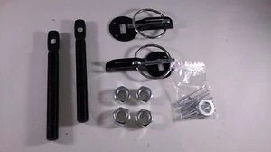 Two Hood Pin Latch Locking Kit Black Universal Aluminum Alloy Mount Bonnet - Picture 1 of 1