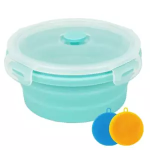 Silicone Collapsible Bowl with Lid for Travel Camping Hiking Food Storage - Picture 1 of 8