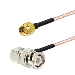 RF Coax Cable SMA plug male straight to BNC plug right angle Pigtail RG316 30cm - Picture 1 of 4