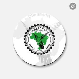 Estilo Amazonas Brasil | Imán decorativo redondo de 4"" X 4"" - Imagen 1 de 2