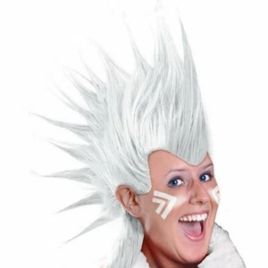 Punk Party Supplies Mohawk White Synthetic Fiber Wig Halloween Book Week Costume - Picture 1 of 1