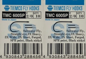 20 Hamecons Tiemco TMC 600 SP N°2/0 peche à la mouche fly flies hooks brochet - Photo 1/2