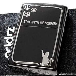 Zippo Cat Paw Stay with me Forever Etching Sculpture Black Lighter Japan - Picture 1 of 5