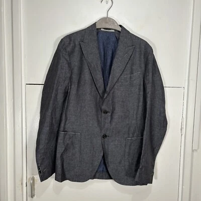 Eleventy Platinum Ermenegildo Zegna Soft Jacket Blazer Grey Size 46 Linen Silk - Image 1 of 4
