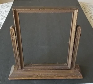 Antique Art Deco Stand-up Swing Swivel Wood Picture Photo Frame NO Glass - Picture 1 of 19