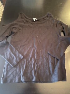 Splendid Girls Shirt Size 10 Black Cold Shoulder Long Sleeve - Picture 1 of 3
