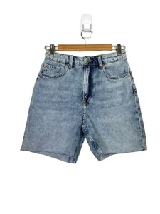 H&M Damen blau Denim Bermuda Jeansshorts Größe 6 abgeschnittener Saum 100 % Baumwolle Ridge - Bild 1 von 8