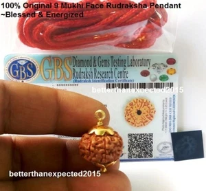 9 MUKHI RUDRAKSHA /NINE FACE RUDRAKSH JAVA 18-20 MM BEAD PENDANT CERTIFIED&XRAY - Picture 1 of 2