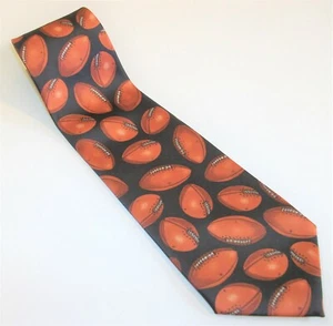 Sette & Bello Football necktie - 100% Silk Handmade - Black - Footballs - 57x4 - Picture 1 of 8