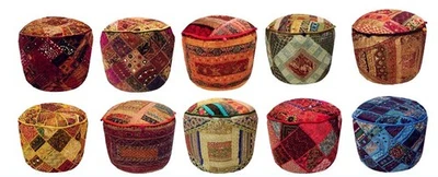 WHOLESALE LOT 10 PCS BANJARA FURNITURE OTTOMAN BENCH FOOTSTOOL POUF PILLOW COVER - Image 1 of 4