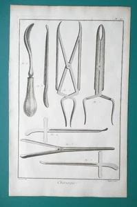 Chirurgie Chirurgische Instrumente Dilator Kürette Leiter - 1763 Diderot Druck - Bild 1 von 1