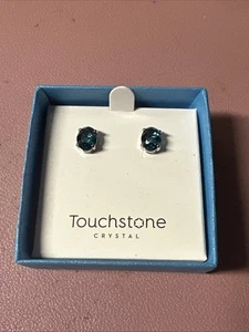 Touchstone Crystal Indicolite Post Earrings - Blue - NIB - Free Shipping - Picture 1 of 4