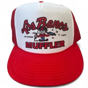 Vintage Los Banos Muffler Trucker Hat Adjustable Snapback Workwear Cap 90s Y2K - Picture 1 of 4