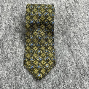 Holland & Holland Tie Mens Green Blue Silk Geometric Animal Print Made England - Picture 1 of 14