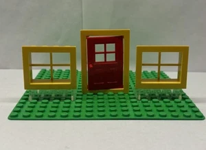 Lego Window Frame And Door Frame With Door Yellow. Vintage Recessed Lot - Picture 1 of 2