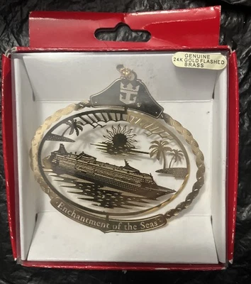 Royal Caribbean Christmas Ornament Enchantment Of The Seas 24K Gold Flash Brass - Image 1 of 4