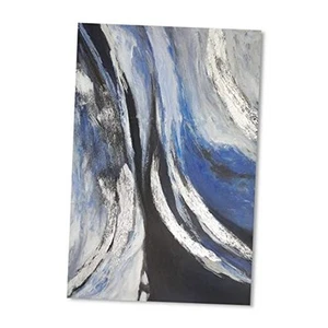  Blue Abstract Canvas Wall Art: Sea Wave Hand Painted Textured Paintings  - Picture 1 of 7