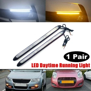 12V Auto LED Daytime Running Lights White DRL Driving Turn Signal Fog Lamp Amber - Picture 1 of 11