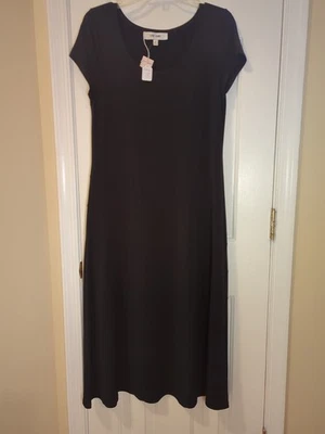Maxi Vestido Largo Para Mujer Dressbarn Negro Jones Studio Mangas Gorra Nuevo con Etiquetas Talla M Foto 1 de 4