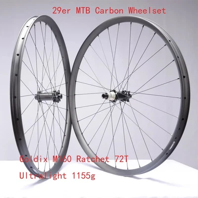 29er MTB Bicycle Tubeless Asymmetric Carbon Wheelset 23mm Deep 28/34/36mm Wide  - Image 1 of 4