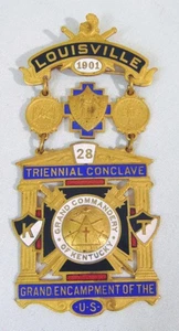 Bruderliche Freimaurer Pin Anstecker Louisville Kentucky 1901 Triennial Conclave - Bild 1 von 7