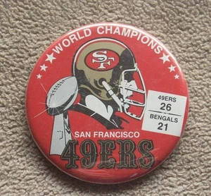 1981 SAN FRANCISCO S.F. 49ERS ☆SUPERBOWL XVI☆ WORLD CHAMPIONS ☆RARE☆ PIN BUTTON - Picture 1 of 1