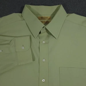 Roundtree Yorke Gold Label Dress Shirt 18 35 Green 80s Non Iron Pinpoint - Picture 1 of 14