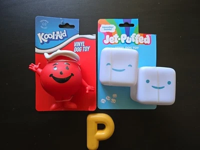 Новый! - Набор из 2 виниловых игрушек для собак - 1 Jet Puffed и 1 Kool-Aid - пищалка внутри  - Изображение 1 из 4