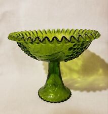 Vintage Large Green 8" Height x 10" Wide Fruit Bowl With Embossed Grapes