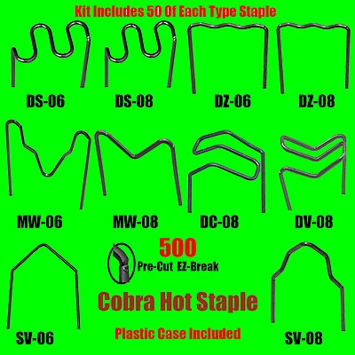 Cobra Hot staples for Hot stapler Bumper Plastic Repair. 500 Staples with Case.  Foto 1 de 2