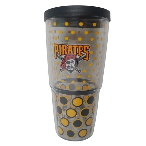Pittsburgh Pirates Tervis Tumbler Plastic 24 Ounce Travel Drink Cup Polka Dot Cover
