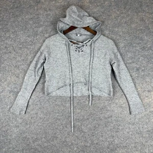 Rails 100% Cashmere Hoodie Sweater Womens Small Cropped Front Tie Designer Soft - Picture 1 of 11