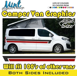 Calcomanías de larga distancia entre ejes / swb vauxhall vivaro para cámper a rayas laterales pegatinas furgoneta gráficos 185 - Imagen 1 de 4