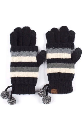 ScarvesMe C.C зимние вязаные теплые мягкие многоцветные полосатые двухслойные перчатки - Изображение 1 из 3
