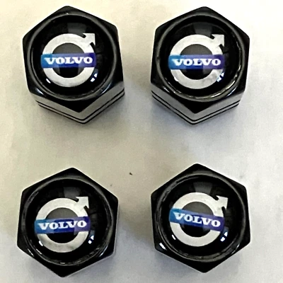 Cubierta antipolvo de vástago tapa de válvula negra neumático ruedas de auto Volvo 4 piezas ajuste hexagonal nueva #643,4 Foto 1 de 2
