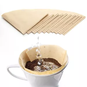 Pack of 100 Disposable Unbleached Coffee Filters for Pour Over Ground Brew Lea - Picture 1 of 1