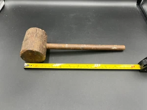 Vintage Wooden Mallet Primitive Farm Tool 12in Length Worn Condition - Picture 1 of 6