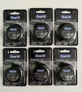 6 Packs Oral-B Charcoal Mint Floss Infused Helps Whiten 54.6yd  - Picture 1 of 2
